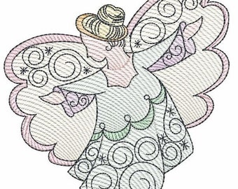 Angel - Se adapta a un 4x4", 5x7" & 8x8" Hoop - Diseños de bordado de máquina