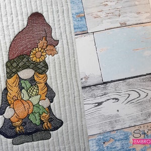 GNOME With Corn -FALL EMBROIDERY - Fall, Pumpkins, Corn, Gnomes - Fits a 4x4&quot;, 5x7&quot; & 6x10&quot; Hoop - Machine Embroidery Designs