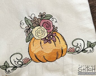FLOURISHED PUMPKIN Embroidery - Fall, Pumpkins, Holiday, Festive, Fall Embroidery-Downloadable Machine Embroidery - Light Fill Stitch