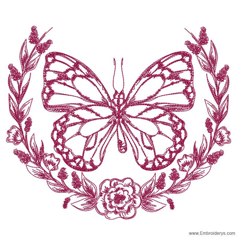 Regal BUTTERFLY REDWORK EMBROIDERY Machine Embroidery Etsy