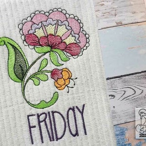 JACOBEAN FLOWER EMBROIDERY - Friday - Fits into a 4x4&quot; & 5x7&quot; Hoop - Instant Downloadable Machine Embroidery