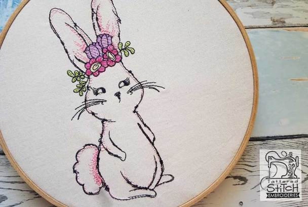 ◆THE MUSEUM VISITOR◆ RABBIT EMBROIDERY STRIPE CARPENTER PA Rabbit Machine Embroidery Designs - Etsy