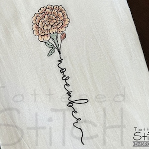 NOVEMBER MAMAS Wort Stickerei Geburtsmonat Blumen Stickerei - Blumen - Instant Downloadable Machine Embroidery - Light Fill Stitch