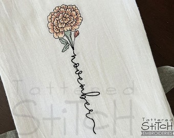 NOVEMBER MUMS Word Stem Birth Month Flowers EMBROIDERY  - Flowers - Instant Downloadable Machine Embroidery - Light Fill Stitch