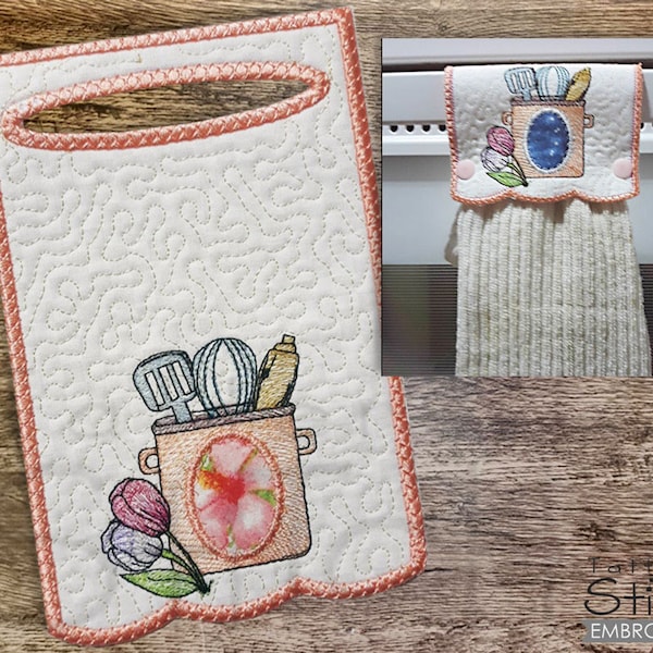 TULIPS CANISTER TOWEL Topper - S'adapte à un cerceau de 5 x 7 po et 6 x 10 po - Couture, Artisanat, Broderie, Cadeaux - Broderie à la machine téléchargeable