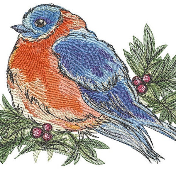 BLUEBIRD EMBROIDERY -Fall, Birds, Bluebirds, Bird, Fall Embroidery- Machine Embroidery Designs