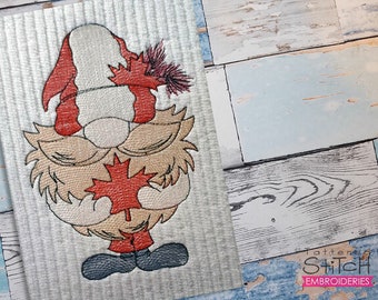 CANADIAN GNOME EMBROIDERY - Canada, Canadian, Gnomes, Gnome Embroidery, Quebec - Fits a 4x4", 5x7" & 6x10" Hoop - Machine Embroidery Designs