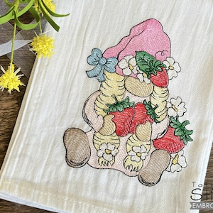 STRAWBERRY GNOME Embroidery - Fruit, Strawberries, Gardening, Gnomes, Spring, Gnomes - Machine Embroidery Designs