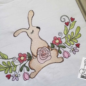 Spring Bunny - Fits a 5 x7" and 8 x 8" Hoop - Instant Downloadable Machine Embroidery