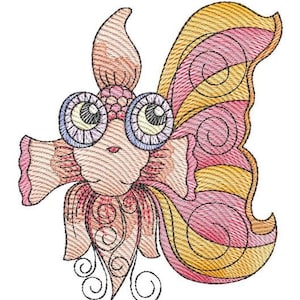 Goldfish (Fish Only - NO Background)- Fits a 4x4&quot;, 5x7&quot; and 8x8&quot; Hoop - Machine Embroidery Designs