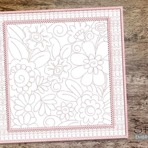 BLOOMS QUILT BLOCK Blank - Sewing, Crafting, Embroidery, Gifting - Downloadable Machine Embroidery