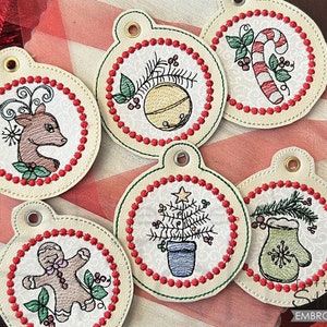 ORNAMENT BUNDLE  - Embroidery  - Winter, Cute, Gift, Christmas, Ornaments - Downloadable Machine Embroidery - Light Fill Stitch