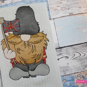 BRITISH GNOME EMBROIDERY - England, Britain, British, Gnomes - Fits a 4x4, 5x7 & 6x10&quot; Hoop - Machine Embroidery Designs