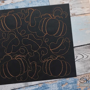 PUMPKINS EDGE to Edge QUILT Block - Fits a 4x4&quot;, 5x5&quot; 6x6&quot;, 7x7&quot;, 8x8&quot; & 10x10&quot; Hoop - Machine Embroidery Designs