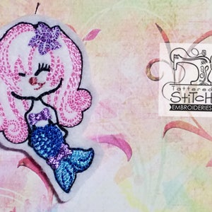 Sweet Mermaid Feltie - Machine Embroidery Design. 4x4 hoop Instant Download. Felties. Valentine&#39;s Day Mermaid Love Feltie