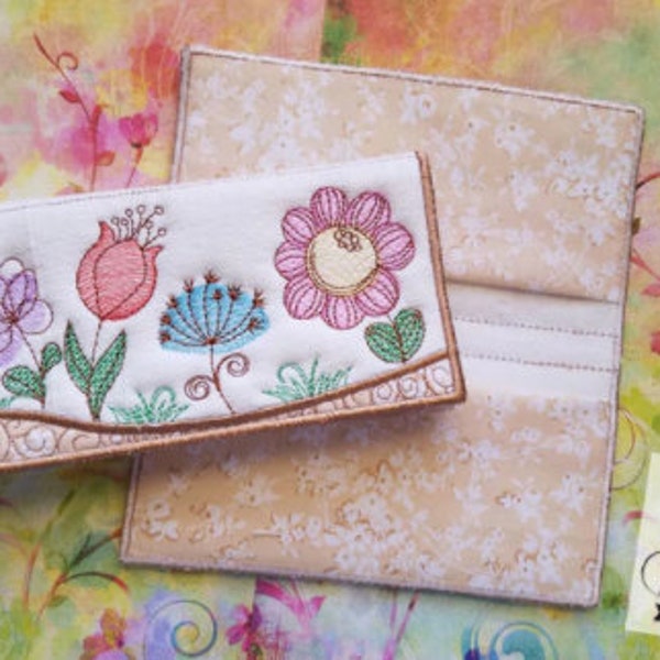 Spring FLOWERS CHECKBOOK COVER - Gifts, Finance, - Machine Embroidery Designs