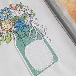 MASON JAR APPLIQUE  - Fits a 5x7 and 8x12&quot; Hoop - Instant Downloadable Machine Embroidery