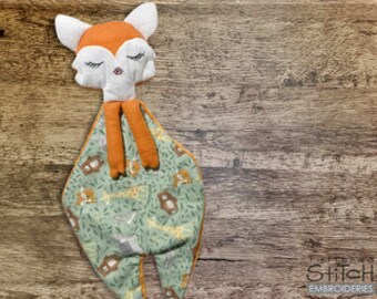 FOX LOVEY EMBROIDERY - Fox, Foxes, Lovey, Baby, Baby Blanket, Baby Lovey, Security Blanket - Fits a 4x4 Hoop - Machine Embroidery Designs
