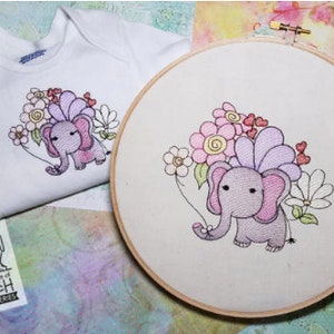 BABY Ellie Elephant EMBROIDERY - Machine Embroidery Design. 4x4 & 5x7&quot; hoop. Instant Download