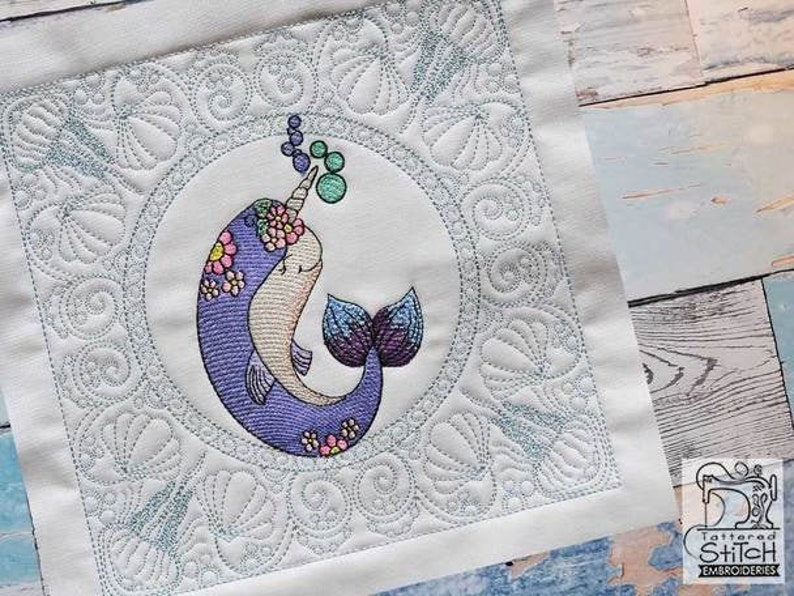 Narwhal Quilt Blockfits a 5x5 6x6 7x7 Etsy