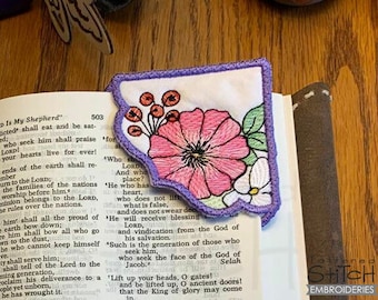 DAISY CORNER BOOKMARKS - Embroidery  - Book Lover, Daisy, Spring, Floral - Downloadable Machine Embroidery - Light Fill Stitch