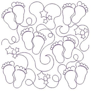 BABY FEET Edge to Edge QUILT Block - Baby Embroidery, Baby Feet, Baby Quilting - Machine Embroidery Designs