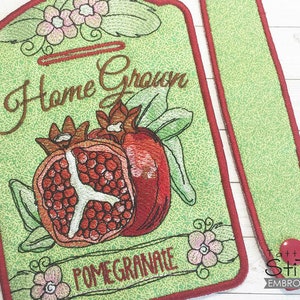 GRANATAPFEL HANDTUCH TOPPER Stickdatei - Passt 10x10x10m - Stickdatei Maschinenstickerei