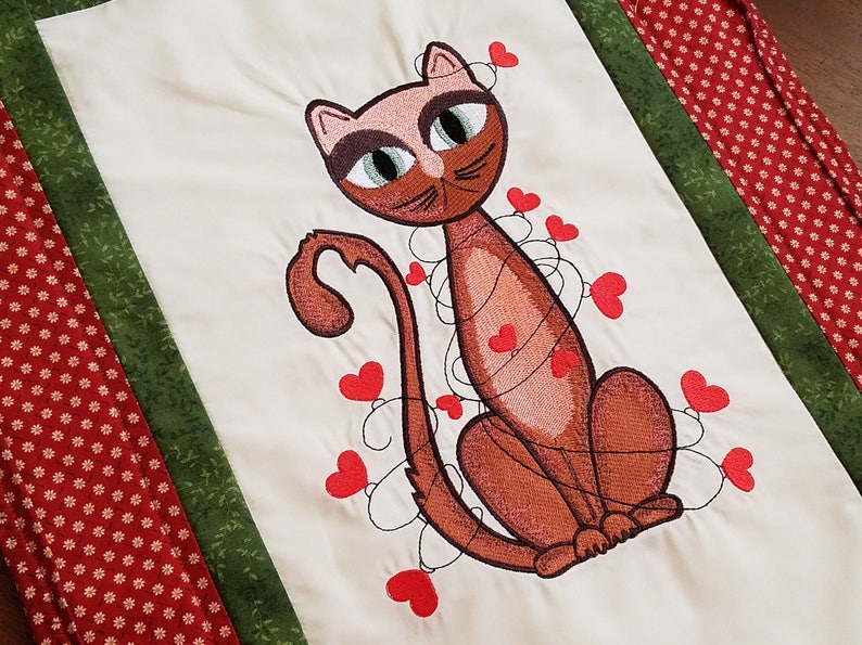 Cat with hearts machine embroidery design 5x7  8x14 hoop  etsy Cat with hearts machine embroidery design 5x7  8x14 hoop  etsy