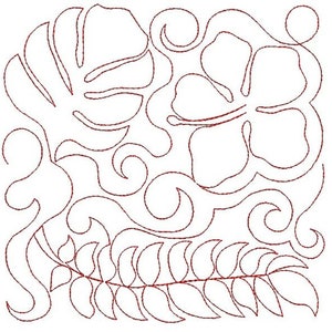 TROPICAL LEAVES Edge to Edge QUILT Block - Tropical Leaf Embroidery, Quilting - Machine Embroidery Designs
