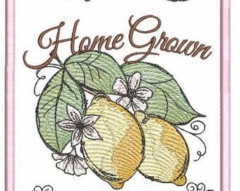 LEMONS LABEL - FRUITS - Fits 4x4", 5x7" 6x10"Hoop - Machine Embroidery Design