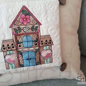 GINGERBREAD HOUSE INTERCHANGEABLE Pillow Cover - Sewing, Crafting, Embroidery, Gifting - Downloadable Machine Embroidery