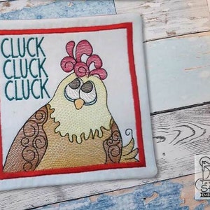 CHICKEN MUG RUG Embroidery - Fits a 5x7&quot; Hoop - Machine Embroidery Designs