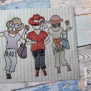 3 GIRLFRIENDS EMBROIDERY - Fits a 4x4", 5x7" & 6x10" Hoop - Machine Embroidery Designs