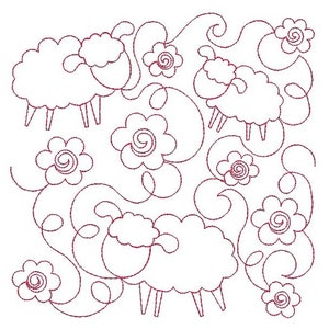 SHEEP Edge to Edge QUILT Block - baby, sheep - Fits a 4x4", 5x5" 6x6", 7x7", 8x8" & 10x10" Hoop - Machine Embroidery Designs