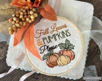 PUMPKINS PLEASE Embroidery - Fall, Pumpkins, Holiday, Festive, Fall Embroidery - Instant Downloadable Machine Embroidery - Light Fill Stitch