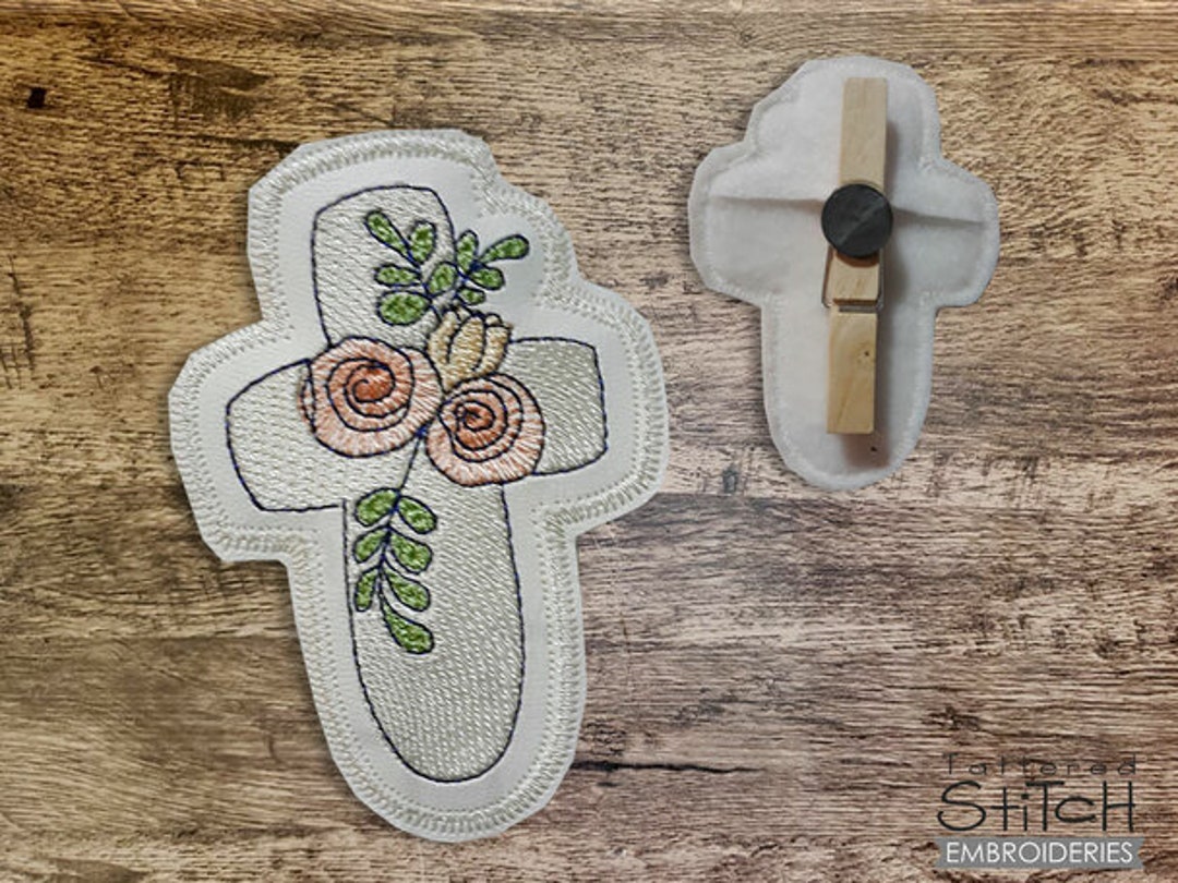 ROSEBUD CROSS Clothespin EMBROIDERY Cross Etsy