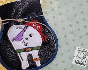 海賊の歯の妖精ポーチ - 5x7インチのフープにフィット - すぐに