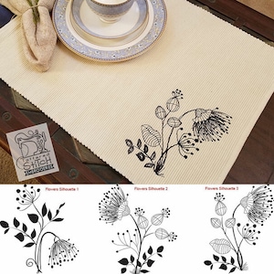 Zestaw 1, 2 i 3 REDWORK FLORAL SILHOUETTE - Wzory do haftu maszynowego