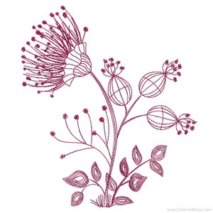 FLORAL SILHOUETTE 2 REDWORK - Stickdatei Maschinenstickerei