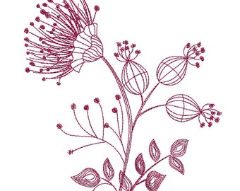 FLORAL SILHOUETTE 2 REDWORK - Machine Embroidery Design