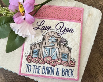 BARN POT HOLDER Emroidery - Pot Holder, Barns, Farm Life - Instant Downloadable Machine Embroidery - Light Fill Stitch