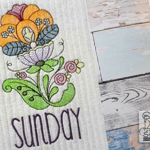 Jacobean - Sunday - Fits into a 4x4&quot; & 5x7&quot; Hoop - Instant Downloadable Machine Embroidery