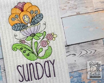 Jacobean - Sunday - Fits into a 4x4" & 5x7" Hoop - Instant Downloadable Machine Embroidery