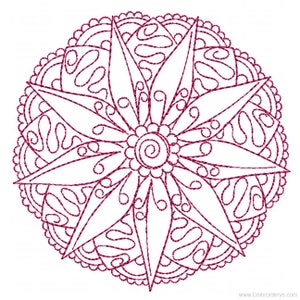 MANDALA Medaillon 2 REDWORK BORDUURWERK - Machine Borduurwerk Design