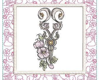 SCISSORS SEWING NOTIONS Quilt Block - Sewing, Crafting, Embroidery, Gifting - Downloadable Machine Embroidery