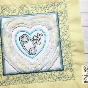 Baby Heart 1 Chenille QB - Fits a 6x6&quot;, 7x7&quot;, 8x8&quot; & 10x10&quot; Hoop - Machine Embroidery Designs