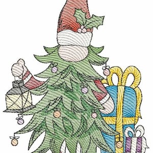 WEIHNACHTSBAUM WICHTEL Stickdatei - Weihnachten, Wichtel, Weihnachten, Baumzwerg - Passt zu einem 4x4, 5x7 & 6x10&quot; Hoop - Maschinenstickdatei