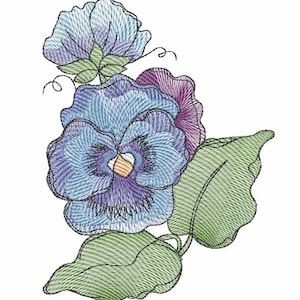 FEBRUARY VIOLETS -Birth Month Flowers - Embroidery - February, Floral, Violet - Downloadable Machine Embroidery - Light Fill Stitch