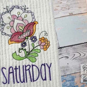 Jacobean - Saturday - Fits into a 4x4&quot; & 5x7&quot; Hoop - Instant Downloadable Machine Embroidery