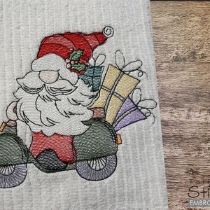 MOPED SANTA GNOME Embroidery -Christmas, Santa, Gnomes -  Machine Embroidery Designs